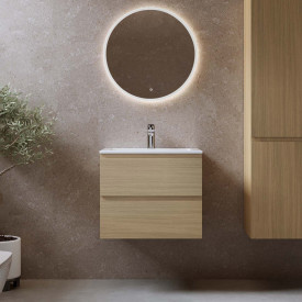 Bathlife Eufori møbelpakke, med servant og LED-speil, 61x46x50 cm, lys eik