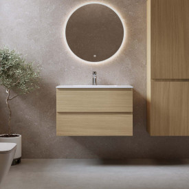 Bathlife Eufori møbelpakke, med servant og LED-speil, 81x46x50 cm, lys eik