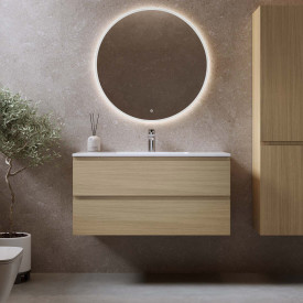 Bathlife Eufori møbelpakke, med servant og LED-speil, 101x46x50 cm, lys eik