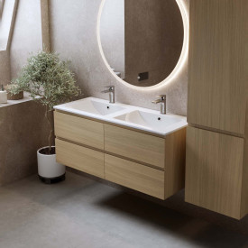 Bathlife Eufori møbelpakke, med servant og LED-speil, 121x46x50 cm, lys eik