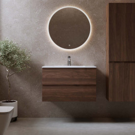 Bathlife Eufori møbelpakke, med servant og LED-speil, 81x46x50 cm, valnøtt