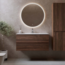 Bathlife Eufori møbelpakke, med servant og LED-speil, 101x46x50 cm, valnøtt
