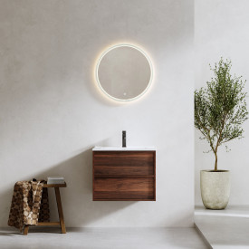 Bathlife Charm møbelpakke, med servant og LED-speil, 61x46,5x52 cm, valnøtt
