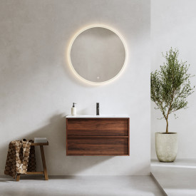 Bathlife Charm møbelpakke, med servant og LED-speil, 81x46,5x52 cm, valnøtt