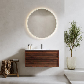 Bathlife Charm møbelpakke, med servant og LED-speil, 101x46,5x52 cm, valnøtt