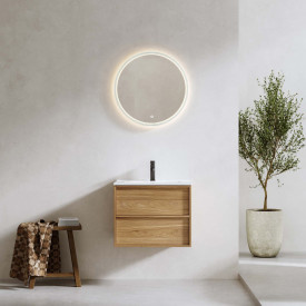 Bathlife Charm møbelpakke, med servant og LED-speil, 61x46,5x52 cm, eik