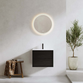 Bathlife Charm møbelpakke, med servant og LED-speil, 61x46,5x52 cm, sort eik