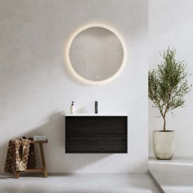 Bathlife Charm møbelpakke, med servant og LED-speil, 81x46,5x52 cm, sort eik