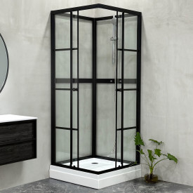 Bathlife Betrakta dusjkabinett, 80x80 cm, sort matt/klart glass