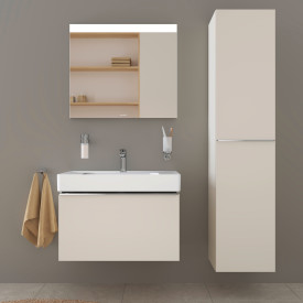 Duravit D-Neo høyskap, 40x176 cm, venstre, matt beige/krom