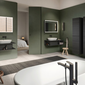 Duravit D-Neo høyskap, 40x176 cm, høyre, sort eg/sort