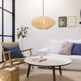 Nielsen Light Jasmin Ellipse pendellampa, svart sladd, sand