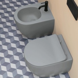 Glomp Mini væghængt toiletsæt, uden skyllekant, mat grå