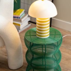 Leitmotiv Rayado Retro bordlampe, stripet gul