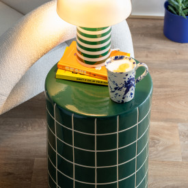 Leitmotiv Rayado Retro bordlampe, stripet grønn