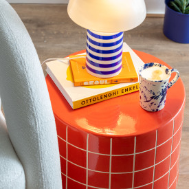 Leitmotiv Rayado Retro bordlampe, stripet blå