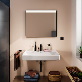 Hansgrohe Xarita Lite Q spejl med lys, 80x70 cm, sort