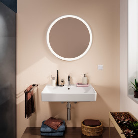 Hansgrohe Xarita Lite S spejl med lys, Ø70 cm, hvid