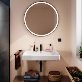 Hansgrohe Xarita Lite S spejl med lys, Ø90 cm, sort
