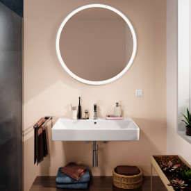 Hansgrohe Xarita Lite S spejl med lys, Ø90 cm, hvid