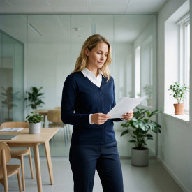ID dame strikcardigan med merinould, Marine, L
