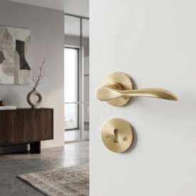 Beslagsboden Design indendørsgreb & nøgleskilt, børstet messing