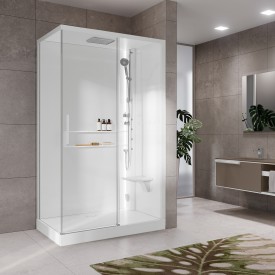 Novellini Glax 2 2.0 2P dusjkabinett hydro plus, venstre, 120x80 cm, hvit/klart glass