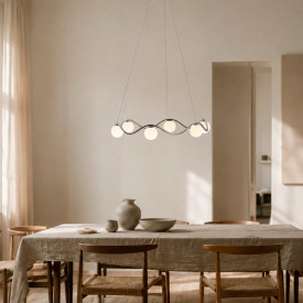 Rebello Decor Circle of Life lysekrone, krom, Ø11 cm glaskugler, Ø91 cm