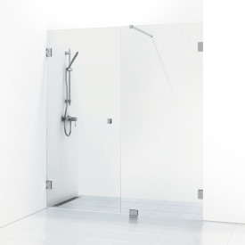 Svedbergs 180° dusjnisje rett/fast, 156,5 cm, klart glass, krom profil