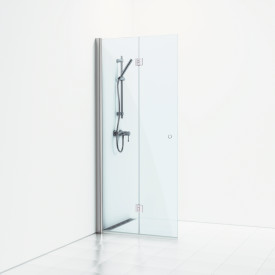 Svedbergs Skoga brusedør, 76 cm, klart glas, blank aluminium profil