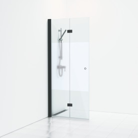 Svedbergs Skoga brusedør, 86 cm, halvfrostet glas, mat sort profil