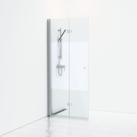 Svedbergs Skoga brusedør, 86 cm, halvfrostet glas, blank aluminium profil