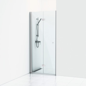 Svedbergs Skoga brusedør, 89,5 cm, klart glas, blank aluminium profil
