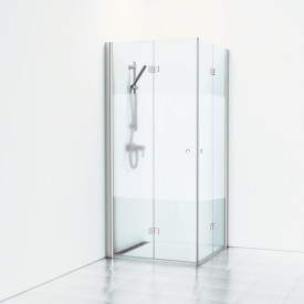 Svedbergs Skoga brusehjørne, 69x79 cm, halvfrostet glas, mat aluminium profil