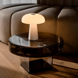 Dtfp Glossy genopladelig bordlampe, hvid marmor
