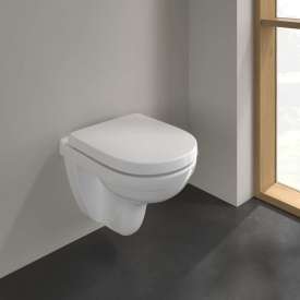 Villeroy & Boch O.Novo kompakt vegghengt toalett, uten skyllekant, CeramicPlus, hvit
