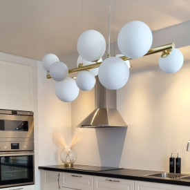 Aneta Lighting Molekyl langbordspendel, messing/hvid