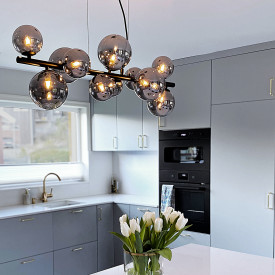 Aneta Lighting Molekyl langbordspendel, sort/røgfarvet