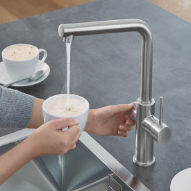 Grohe Red Duo køkkenarmatur, 5,5 liters kedel, rustfrit stål