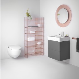 Kartell Laufen All Saints spegel med belysning, Ø78 cm, rosa