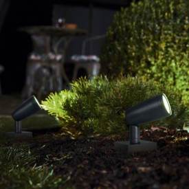 Ledvance Smart+ trädgårdslampa, spott med jordspett, 5W, RGB, wifi, med strömförsörjning, mörkgrå