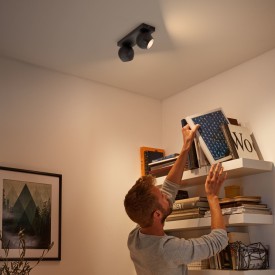 Philips Hue Buckram spotter i tak, 2 spotter, sort