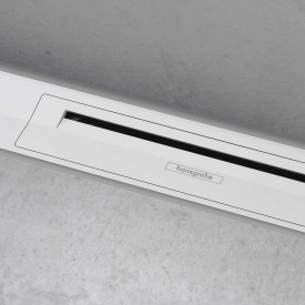 Hansgrohe Raindrain Flex afløbsrende, fri montering, 1200 mm, mat hvid