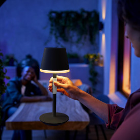 Philips Hue Go genopladelig udendørs bordlampe, sort