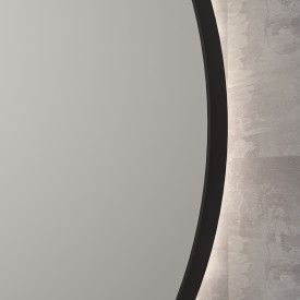 Sanibell Ink SP17 spejl med lys, dæmpbar, dugfri, sort, Ø40 cm