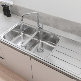 Grohe K500 diskbänk, 116x50 cm, rostfritt stål