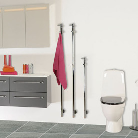 Kriss Uno el-håndklædetørrer 1480x30 mm, poleret rustfrit stål