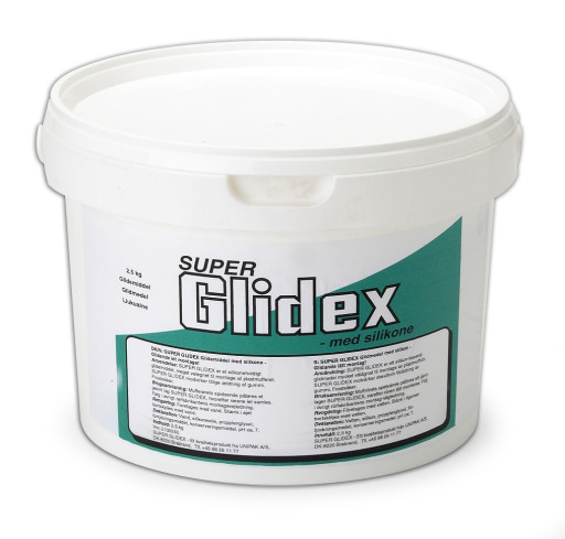 Super Glidex silikonbasert glidemiddel i bøtte, 2,5 kg Backuptype - Beslag