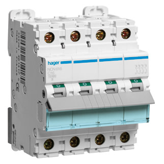 Strømbryter 3P+N 16A C 10kA NCN616