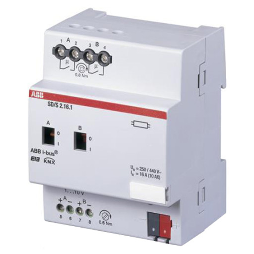 KNX bryter/dimmemodul 2-kanals 1-10V 16A mdrc Sd/S 2.16.1